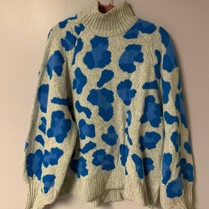 Leopard Print Turtle Neck Sweater